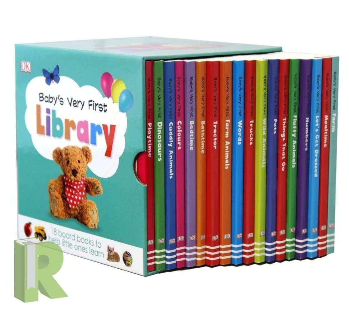 Baby's Very First Library by DK 18-book board book box set, front of box showing collection artwork