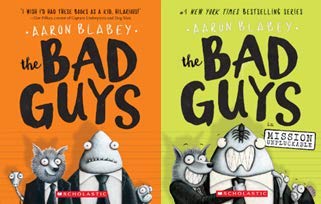 The Bad Guys paperback collection - back cover showing series description and Aaron Blabey author bio