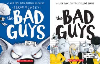 The Bad Guys 10-book set displayed upright on a shelf, ideal for classroom or home libraries