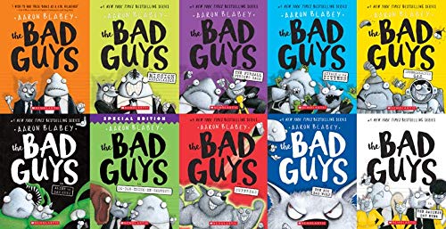 The Bad Guys 10 Books Collection Set by Aaron Blabey - front cover of the paperback box set, ages 7-10