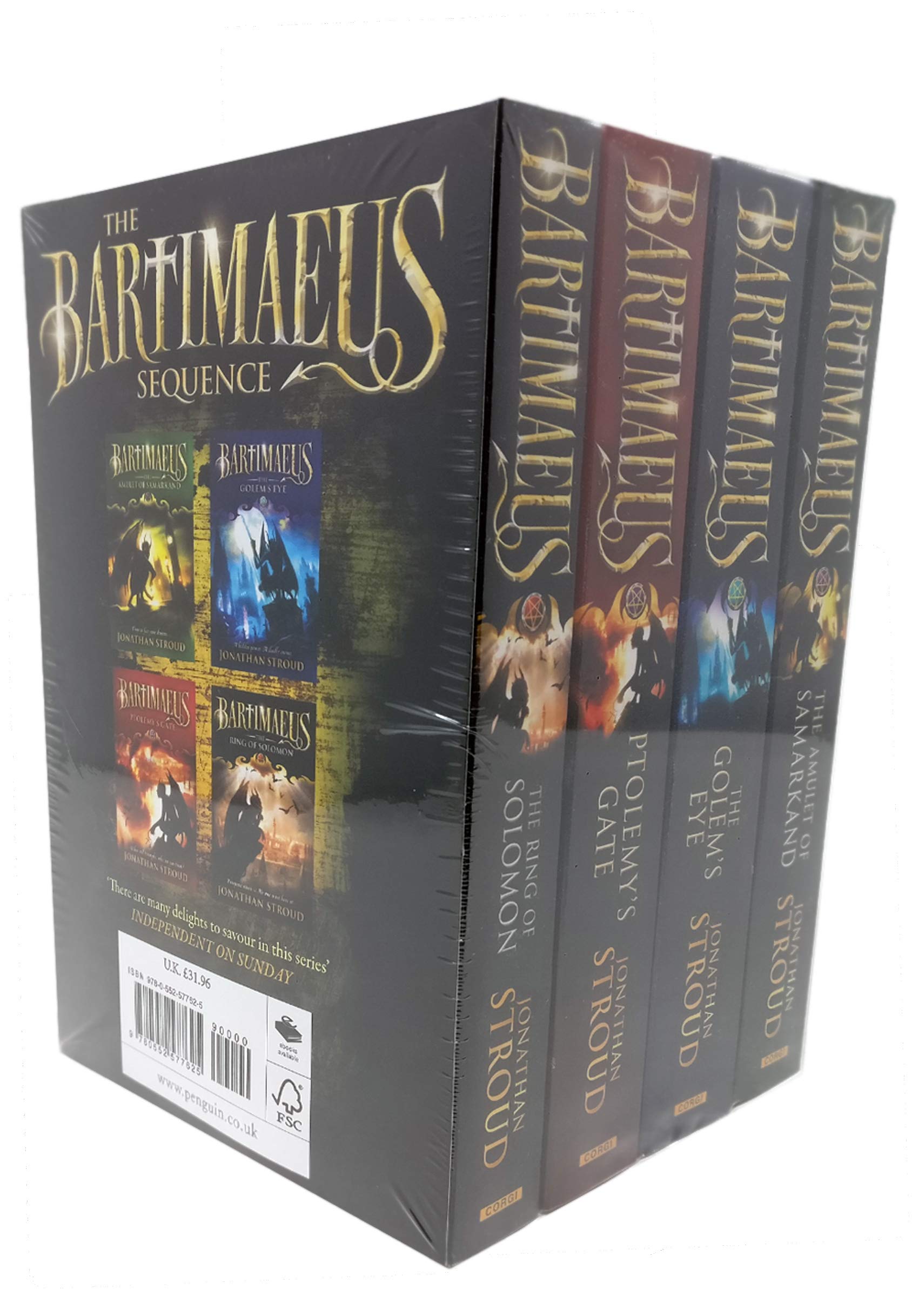 Bartimaeus Sequence paperback set - full collection of all four books fanned out showing spines