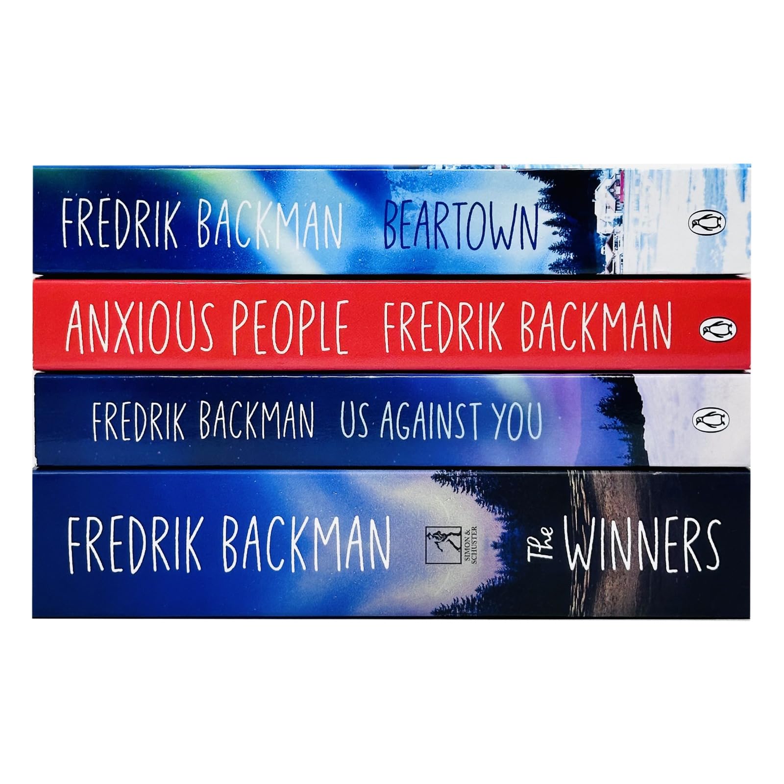 Us Against You and The Winners paperback covers from the Beartown trilogy by Fredrik Backman