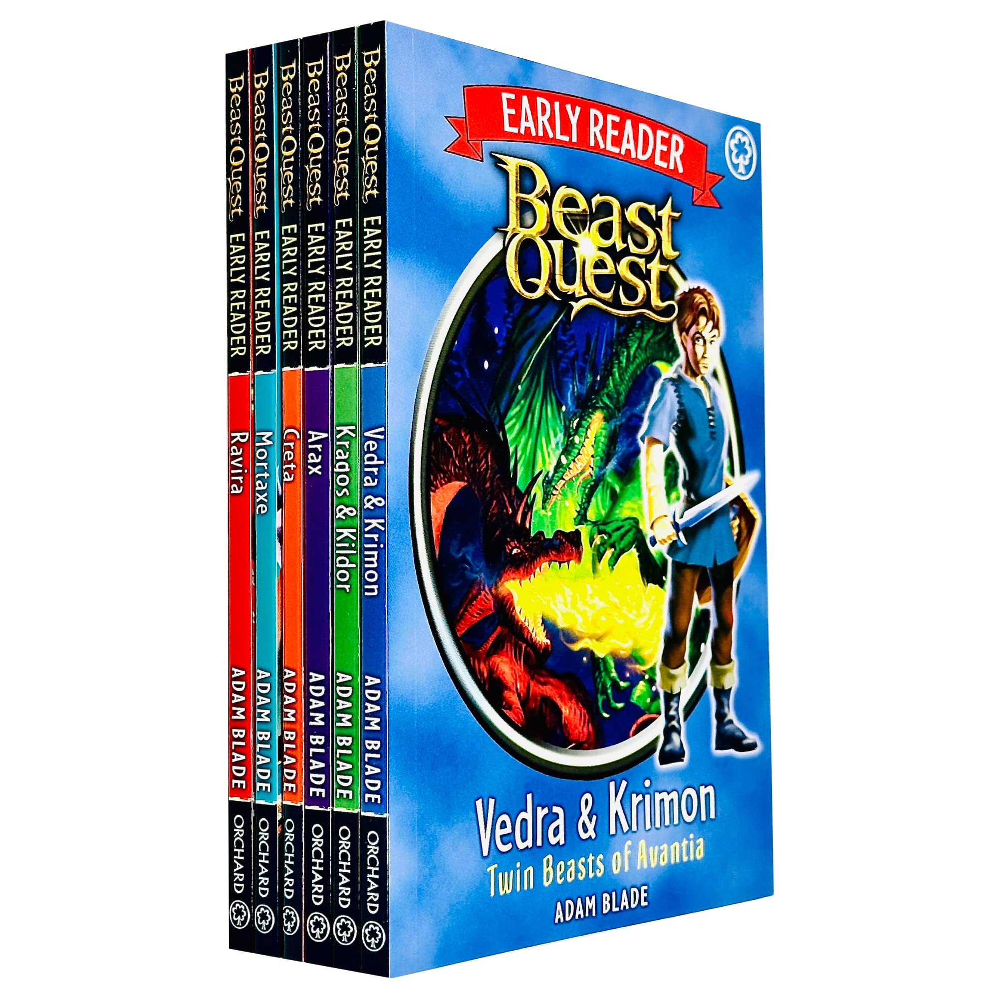 Beast Quest Early Reader 6 Books Collection Set by Adam Blade - full set of paperbacks fanned out showing all six titles