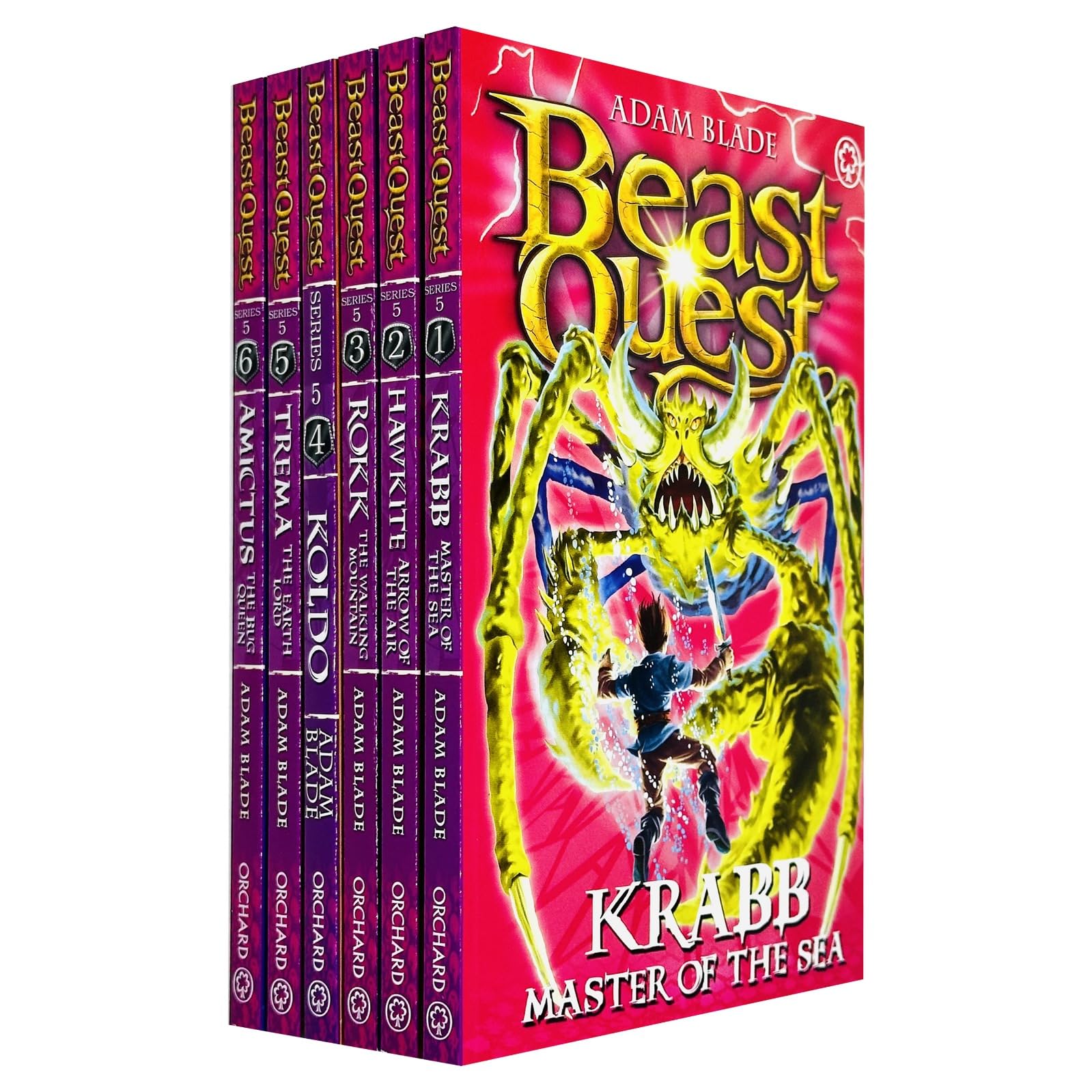 Beast Quest Series 5 by Adam Blade 6 book paperback collection set cover image