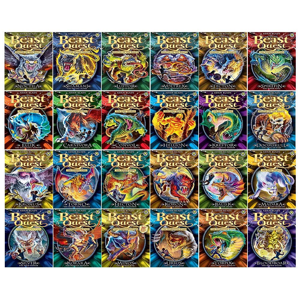 Beast Quest Series 7-10 by Adam Blade, 24 books paperback collection set — front cover, full 24-book set
