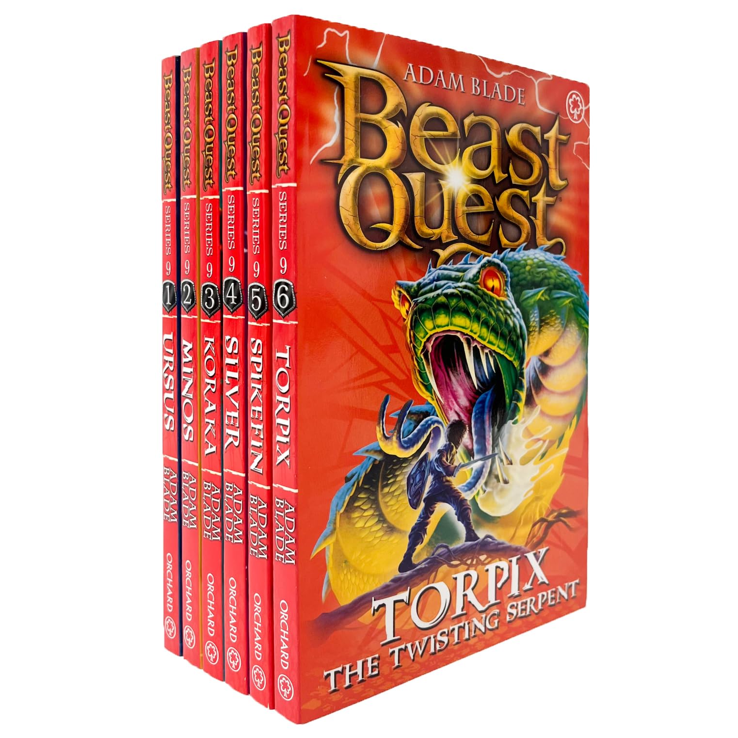 Beast Quest Series 9: The Warlock's Staff by Adam Blade - 6 book paperback box set cover for ages 7-9