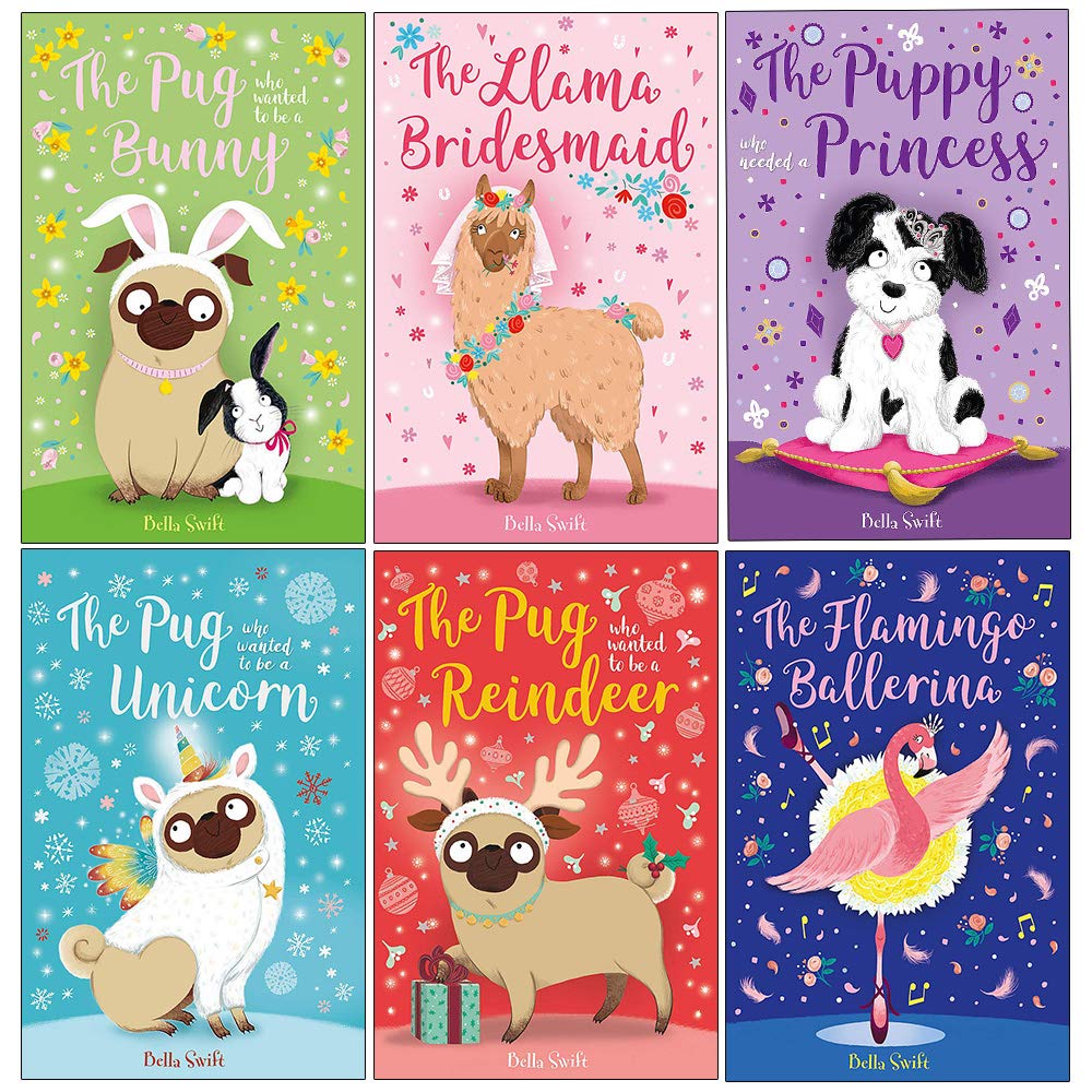 The Pug Who Wanted to Be a Bunny by Bella Swift paperback front cover featuring Peggy the pug and a bunny