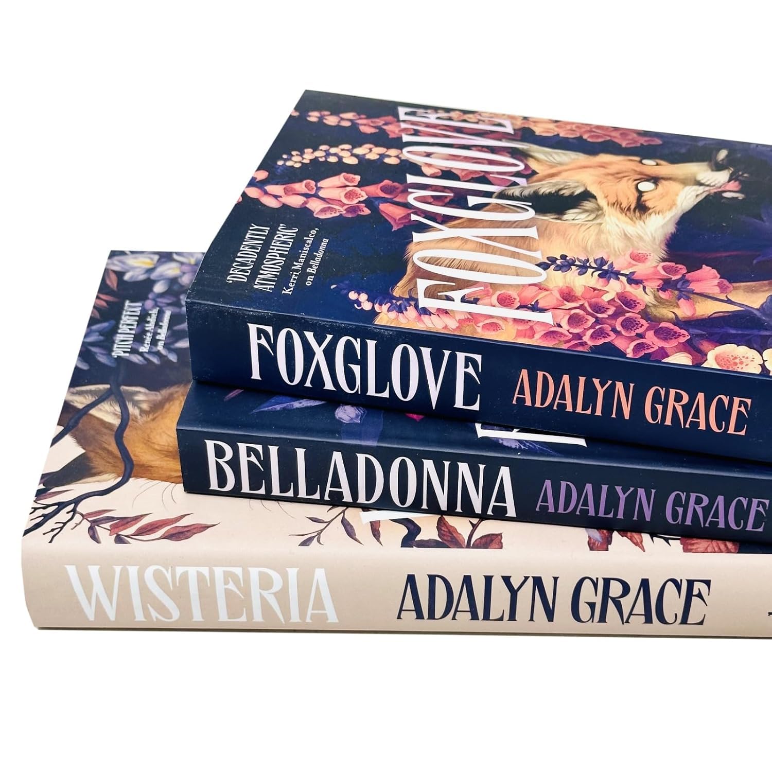All three books in the Belladonna, Foxglove, and Wisteria set fanned out together showing spines and covers