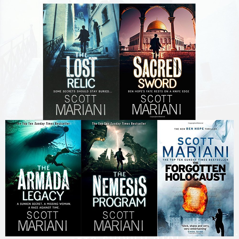 Front cover display of Ben Hope Series 2 (6-10) by Scott Mariani, a 5 book paperback collection set including The Lost Relic and The Sacred Sword