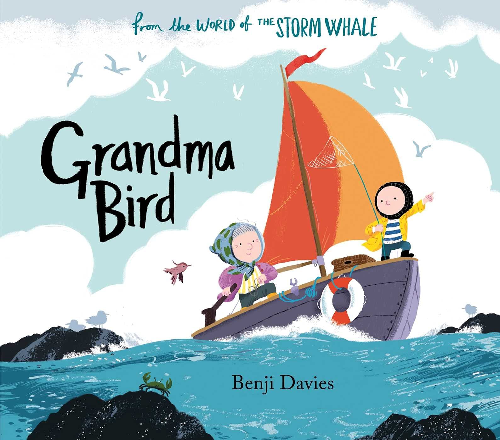 Grandma Bird by Benji Davies paperback front cover showing a windswept island cottage scene