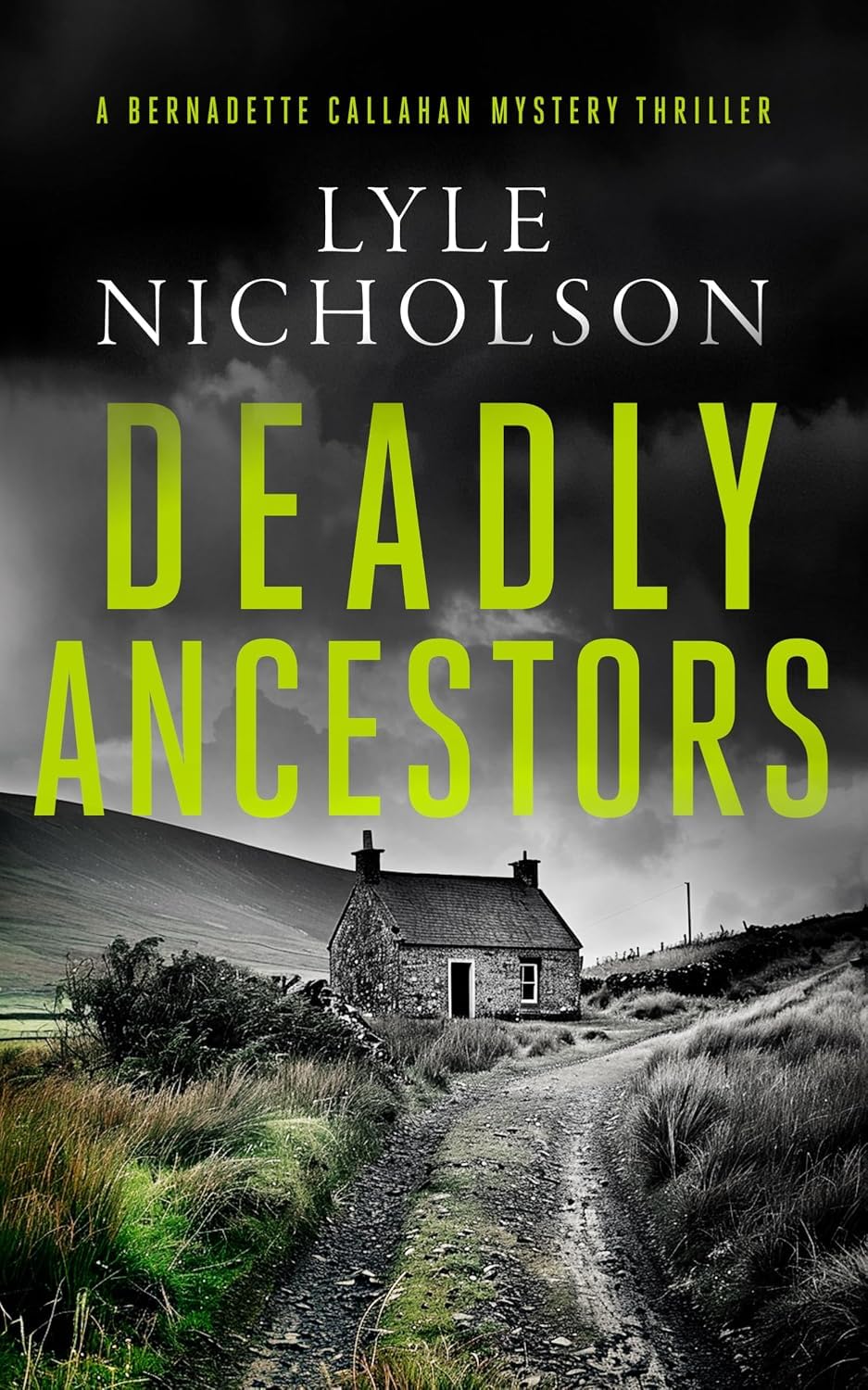Deadly Ancestors paperback cover and full 5-book Bernadette Callahan Series set by Lyle Nicholson