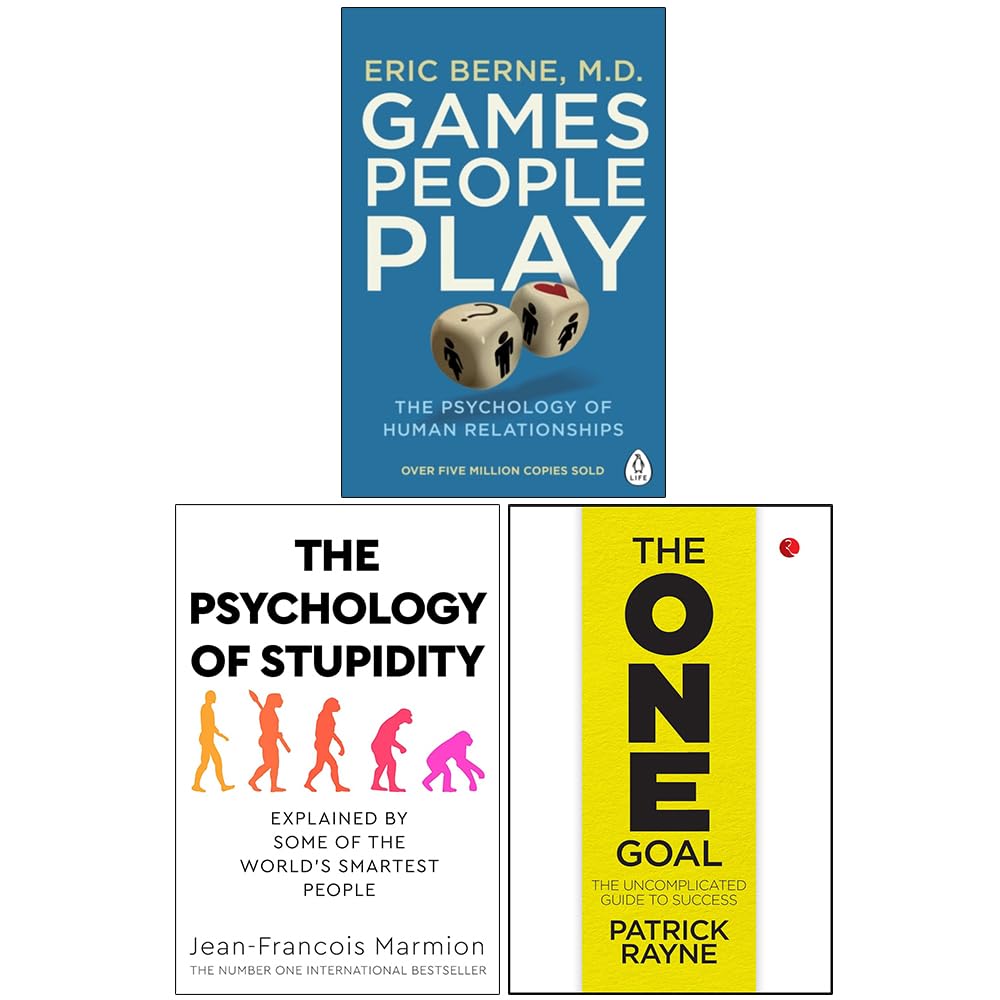Berne Marmion Rayne Collection 3 book paperback set front cover showing Games People Play, The Psychology of Stupidity, and The One Goal