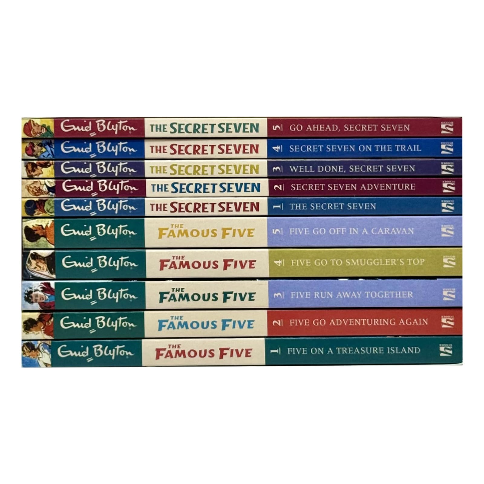 All 10 paperback books in the Best of Blyton collection fanned out showing individual Famous Five and Secret Seven covers