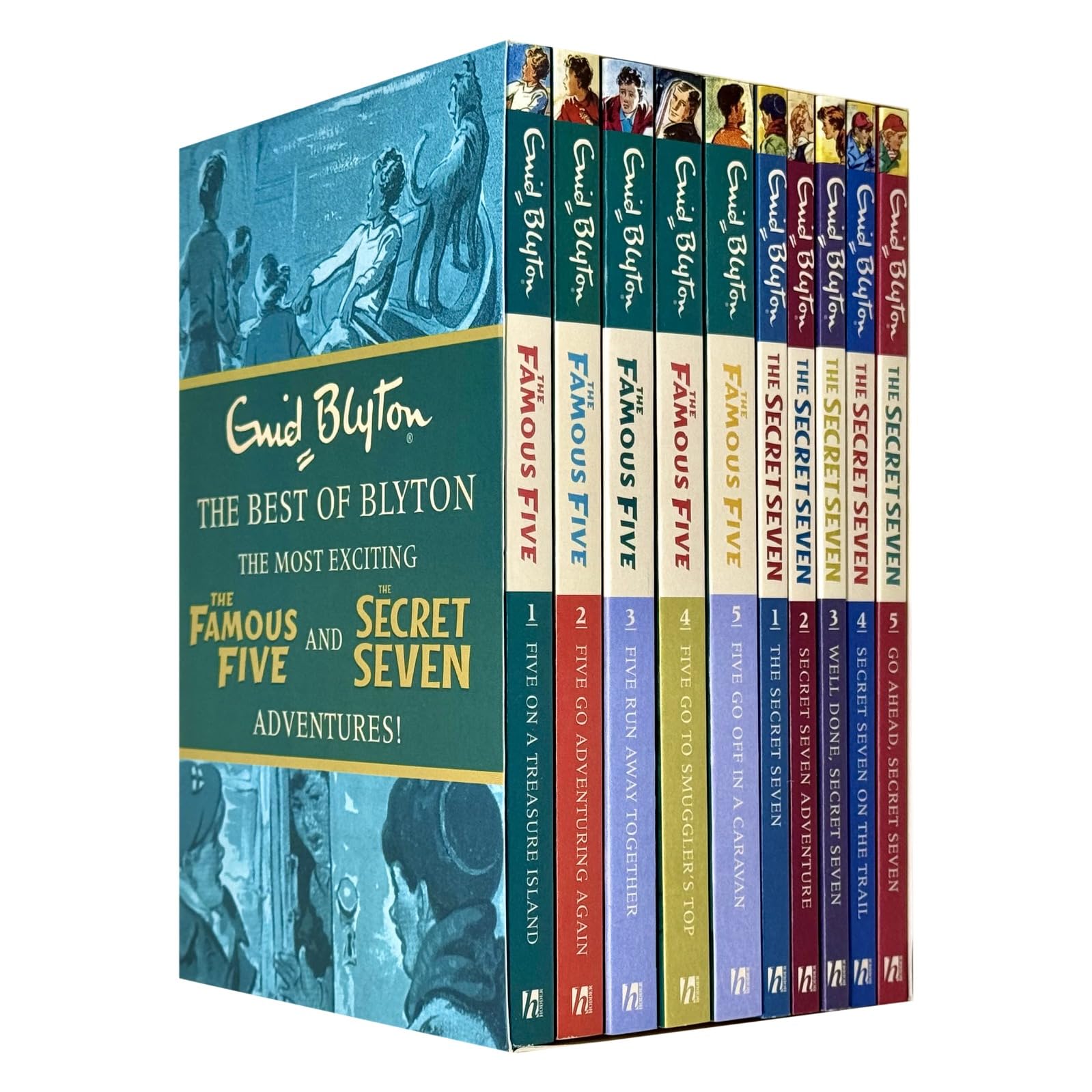 Best of Blyton 10 Books Collection Set front cover artwork by Enid Blyton, Famous Five and Secret Seven paperback box set