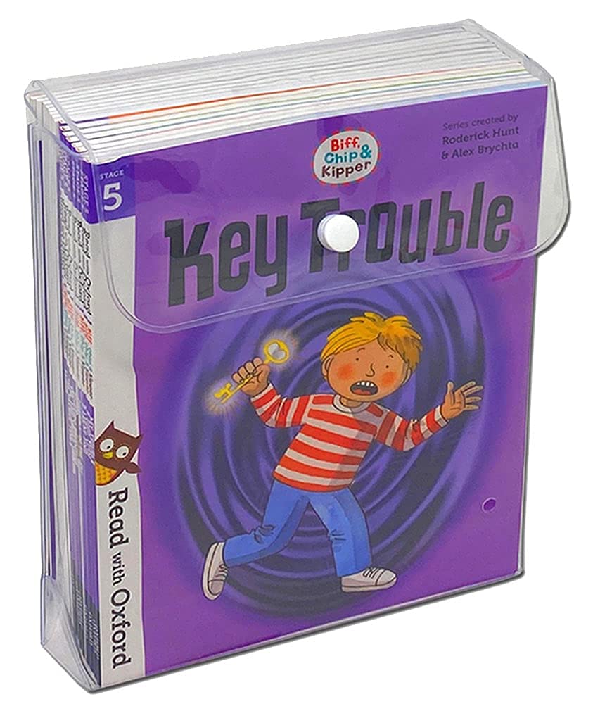 Full set of 16 Biff, Chip and Kipper Stage 5 paperback books fanned out showing all titles