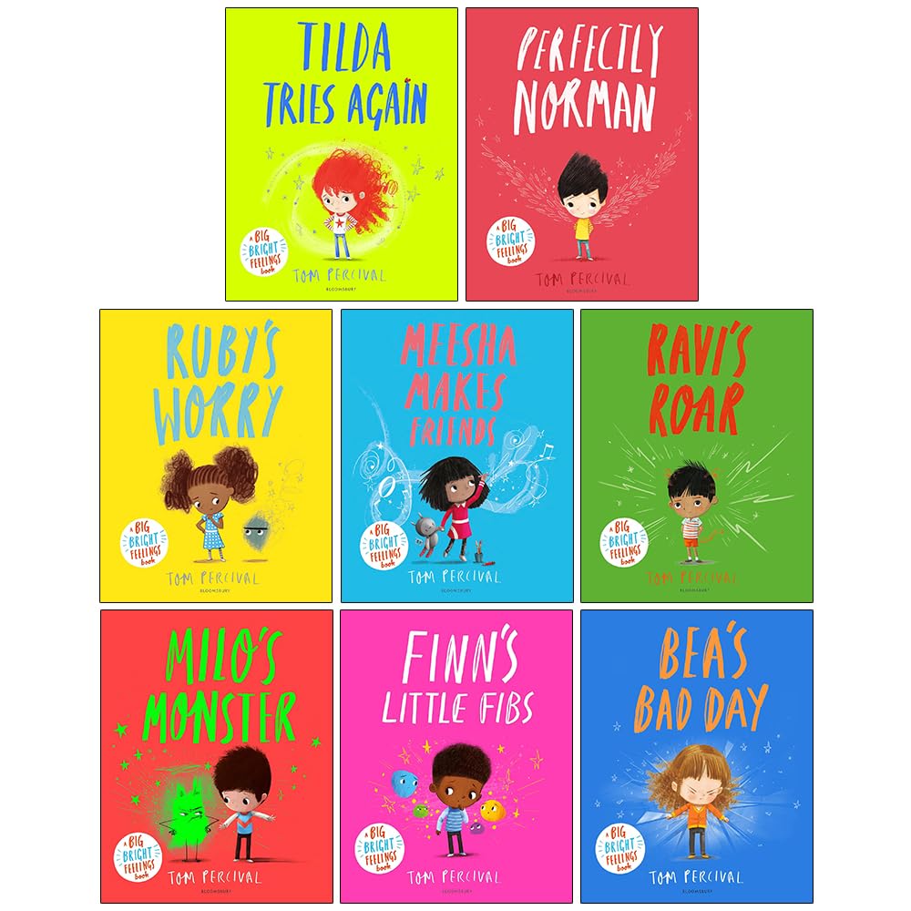 Back-of-set view listing all eight Big Bright Feelings titles by Tom Percival