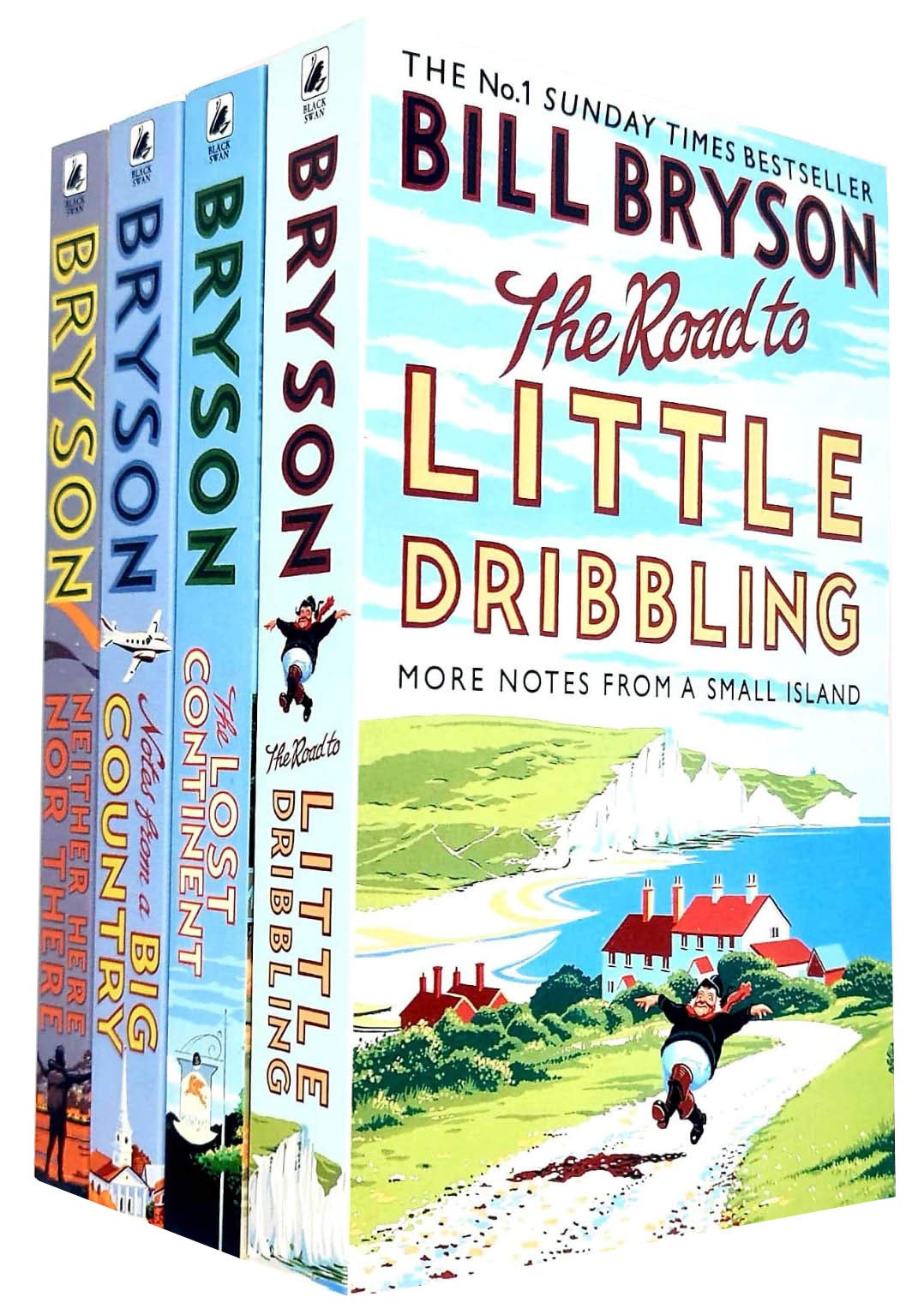 Back cover of the Bill Bryson 4 books non fiction paperback collection showing book descriptions