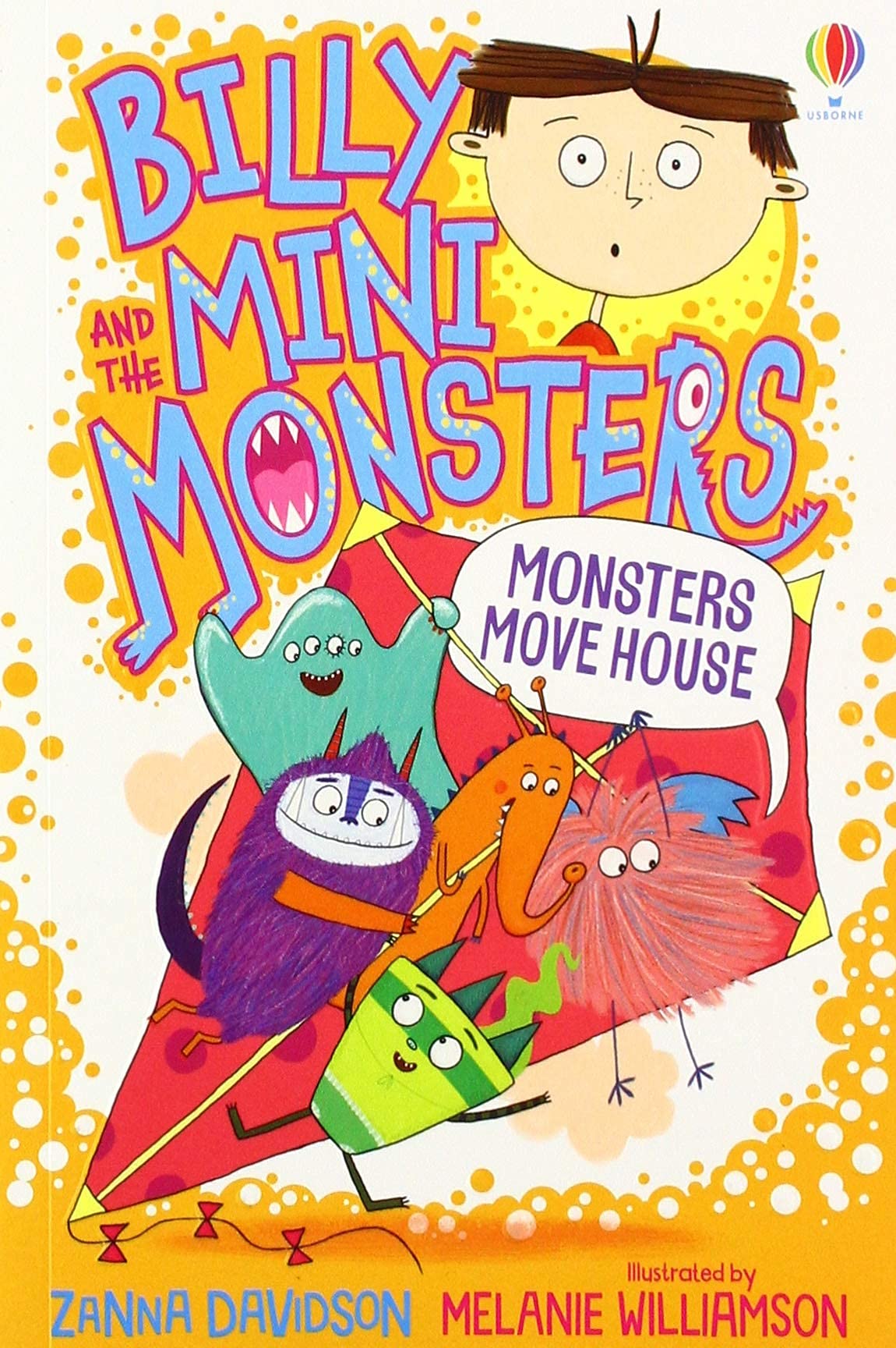 Back cover of a Billy and the Mini Monsters paperback showing the story blurb and age 5-7 reading level