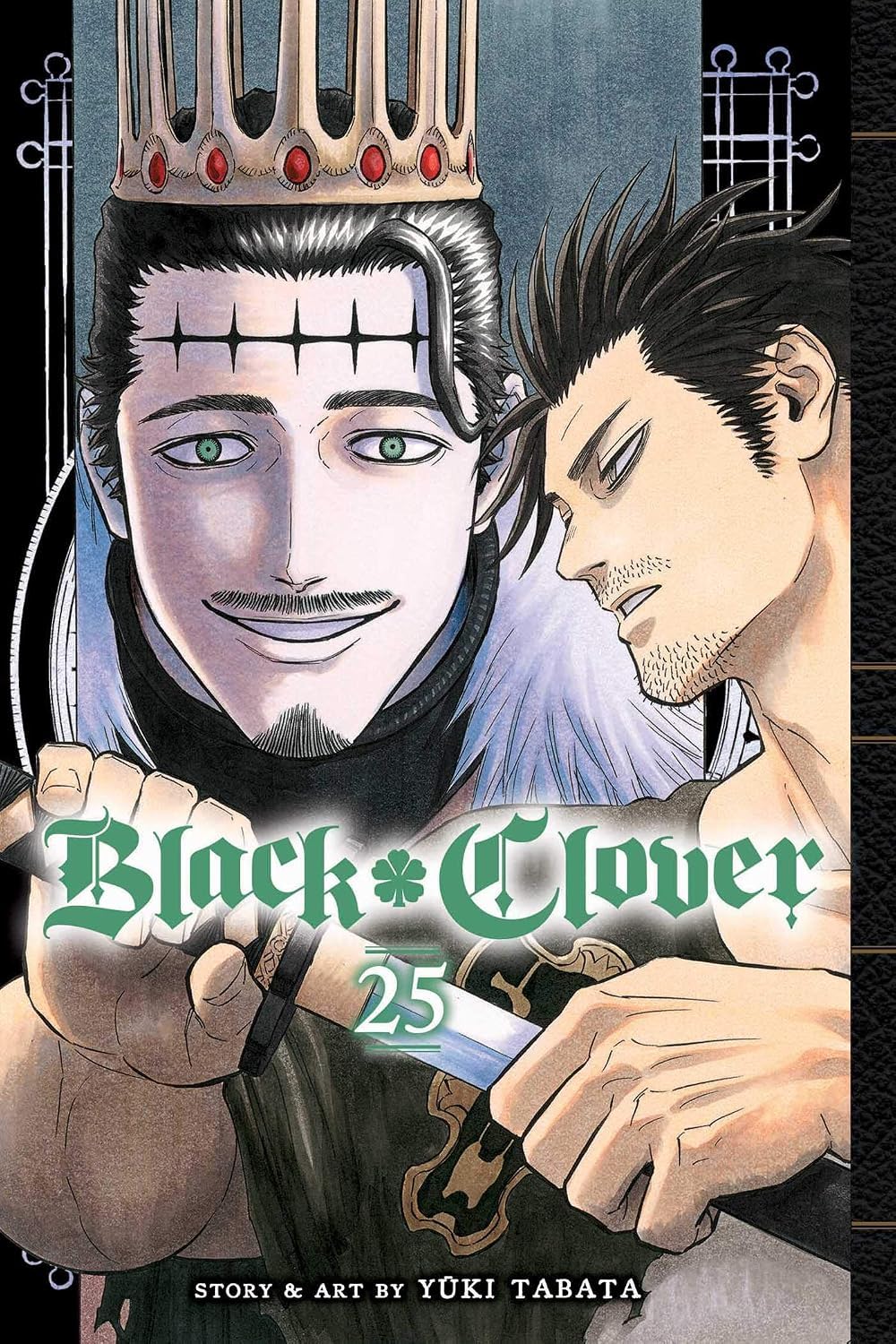Black Clover Vol. 25 paperback cover showing the Spade Kingdom Dark Triad assault