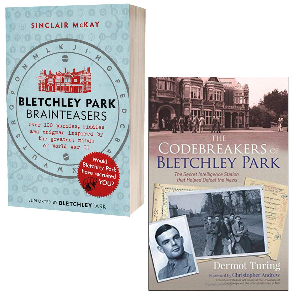 Bletchley Park Brainteasers by Sinclair McKay and The Codebreakers of Bletchley Park by John Dermot Turing 2-book paperback set front cover