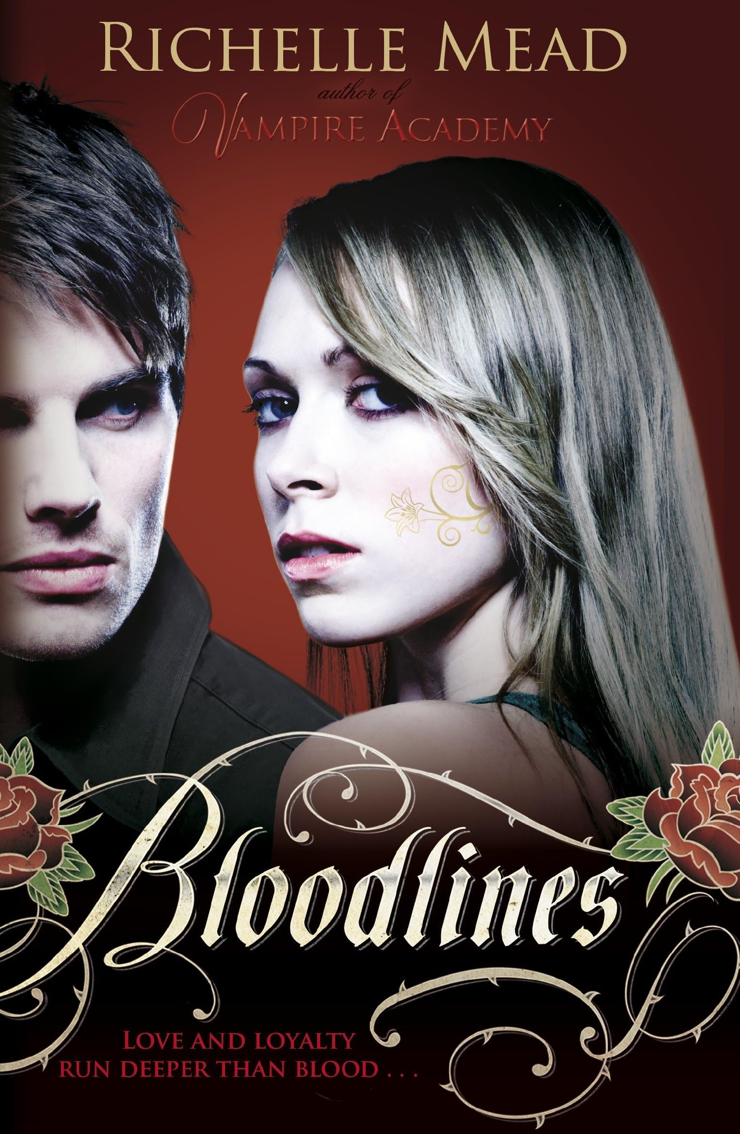 Full flat lay of all six Bloodlines paperback books by Richelle Mead arranged side by side.
