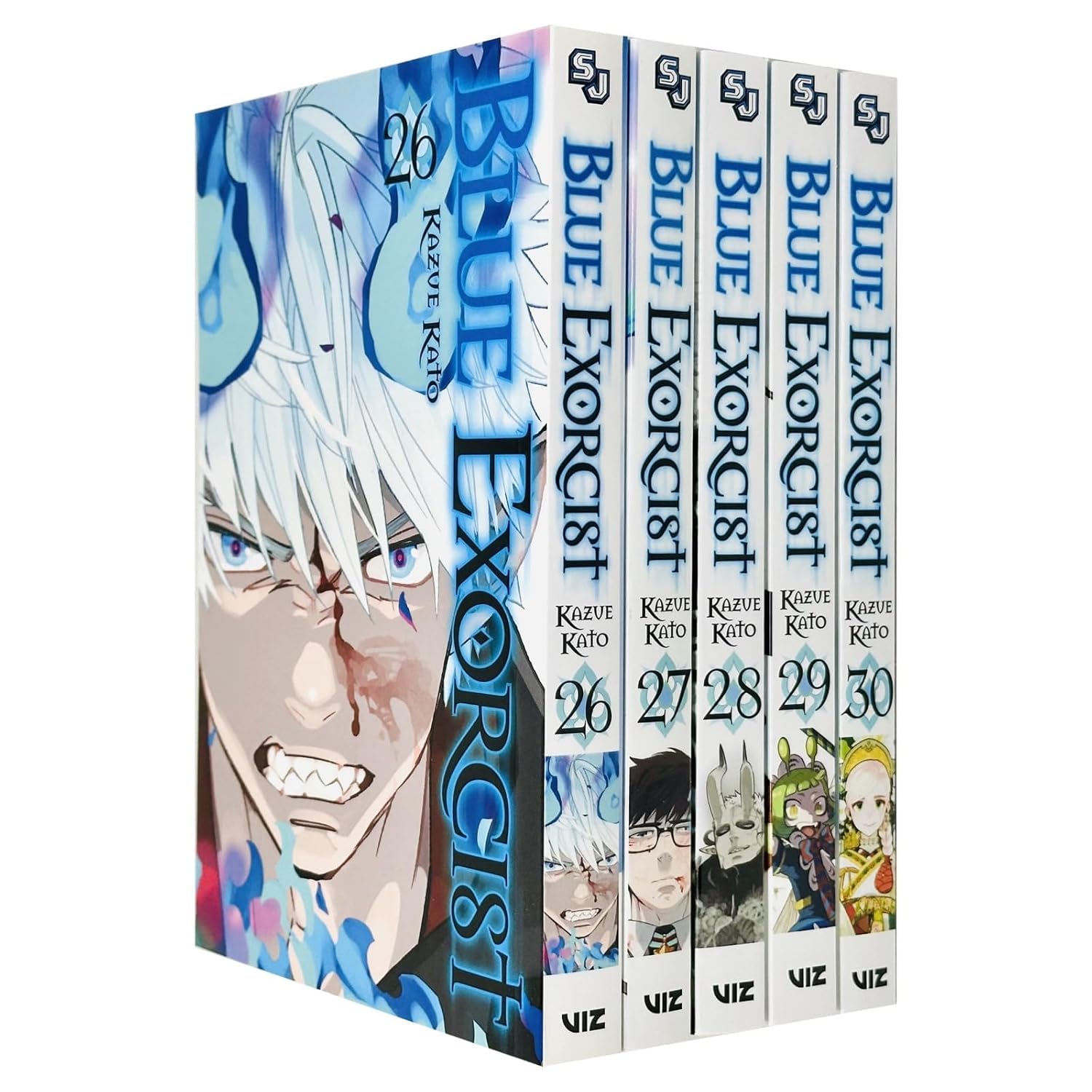 Blue Exorcist Volumes 26-30 paperback collection set by Kazue Kato, front cover of Vol. 26