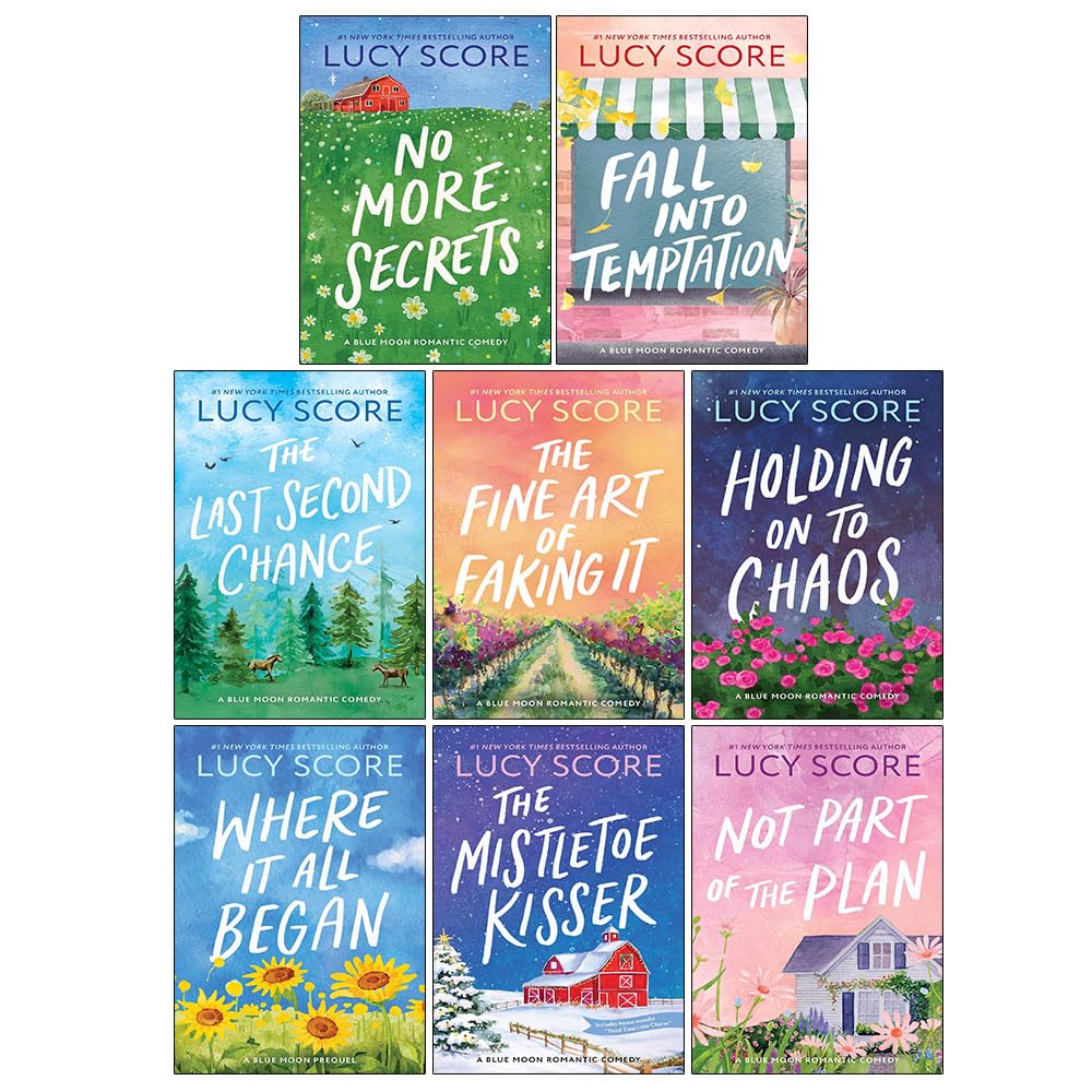 Front cover of the full Blue Moon Series 8 Books Collection Set by Lucy Score, paperback boxed set