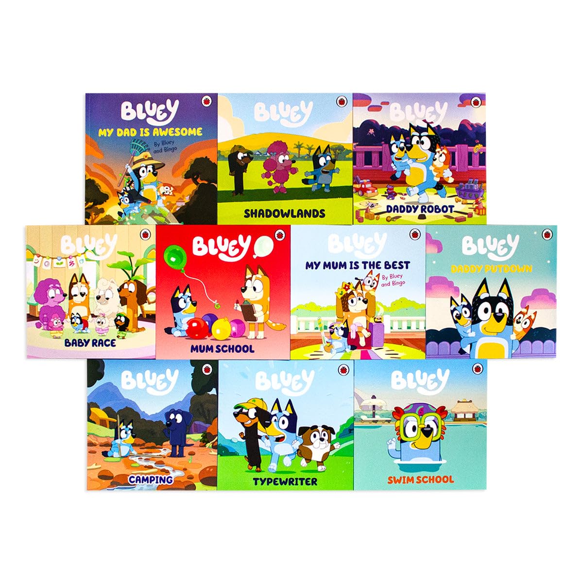 Bluey Gotta Be Done! box set back cover showing all 10 picture book titles included