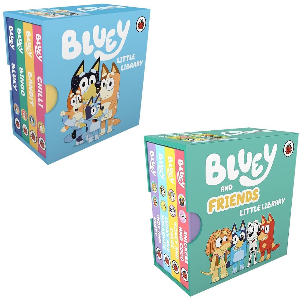 Front cover of Bluey Little Library and Bluey and Friends Little Library 8 board book collection set for ages 2-5, published by Ladybird