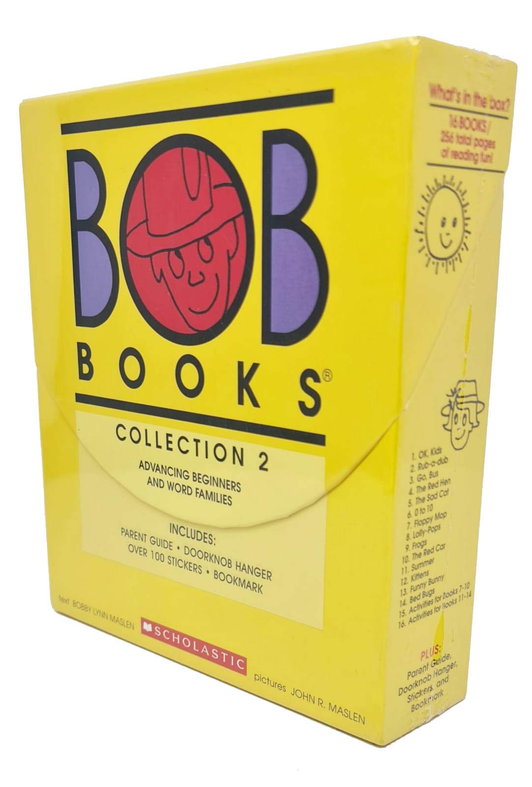 Bob Books Collection 2 by Bobby Lynn Maslen - front of the 16-book paperback box set, Ages 4-7 Advancing Beginners and Word Families