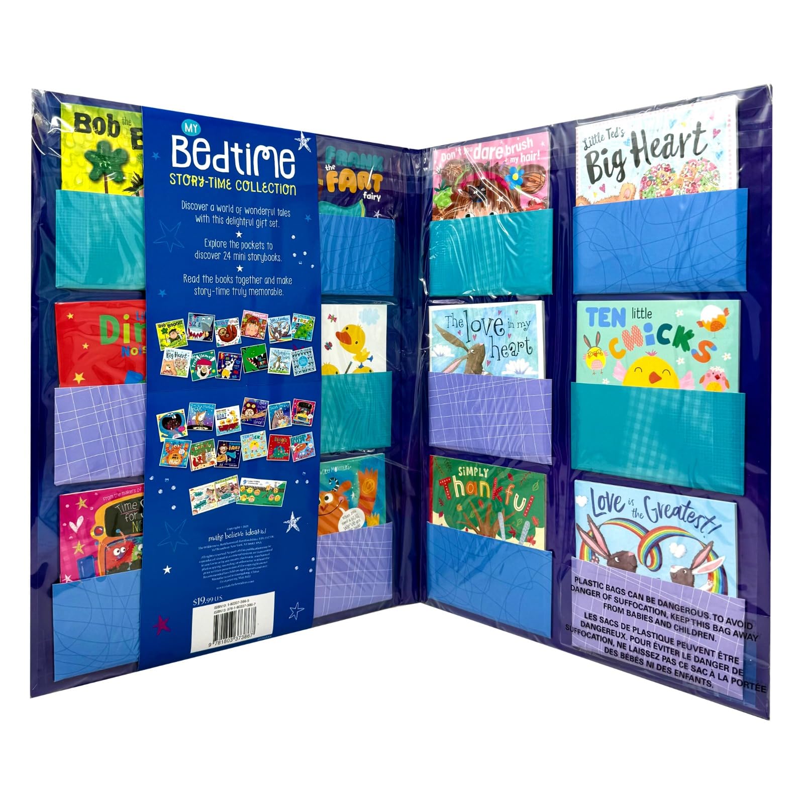 Full set of all 24 paperback picture books fanned out, showing titles including Frank the Fart Fairy and No Probllama