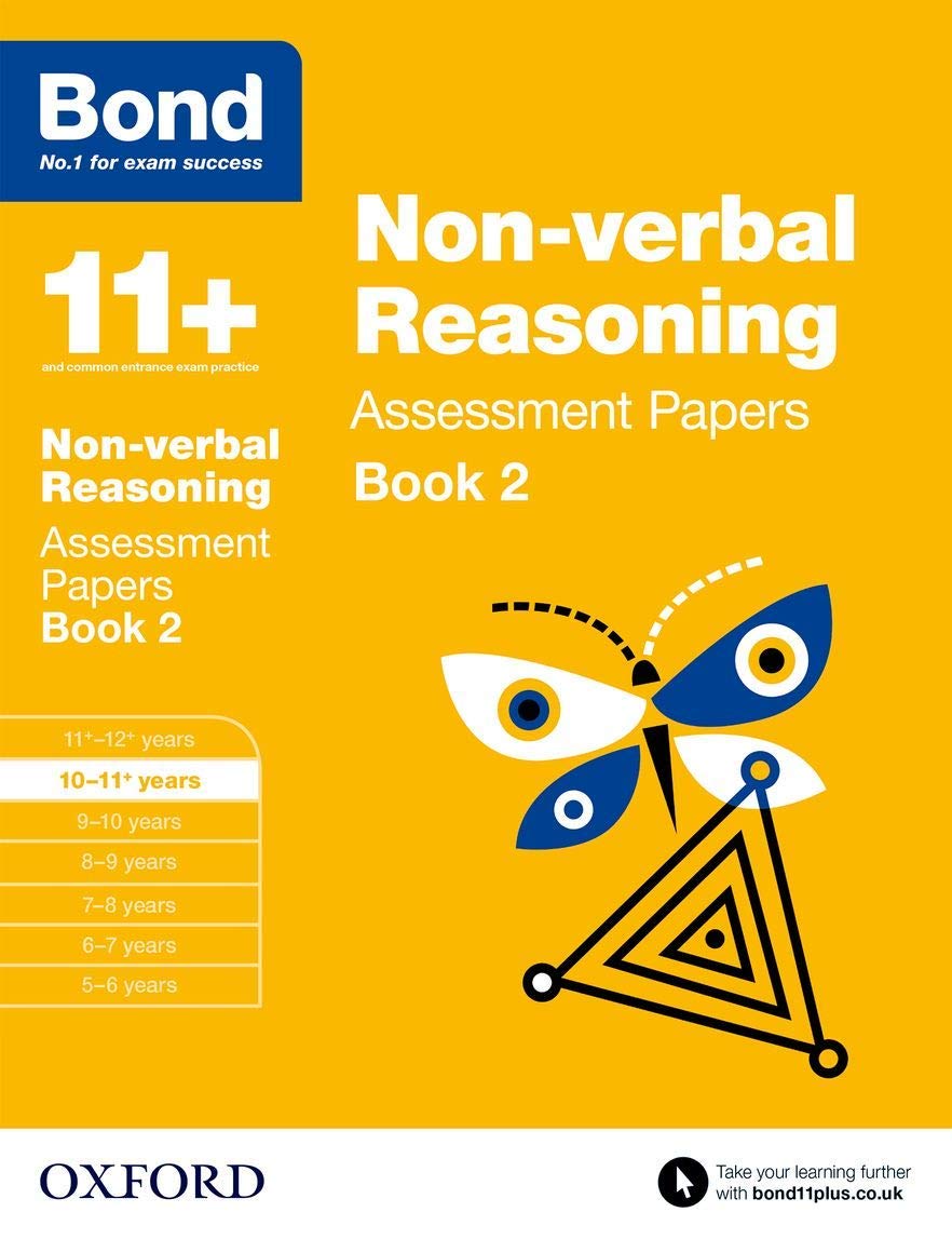 Back cover view of the Bond 11+ Assessment Papers Book 2 paperback set showing exam-style content descriptions for ages 10-11.