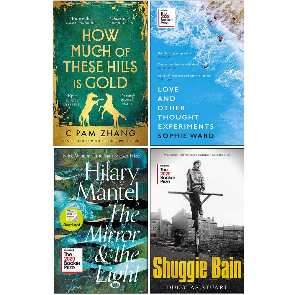 Booker Prize 2020 longlist 4 books collection set paperback front covers, including Shuggie Bain and The Mirror and the Light