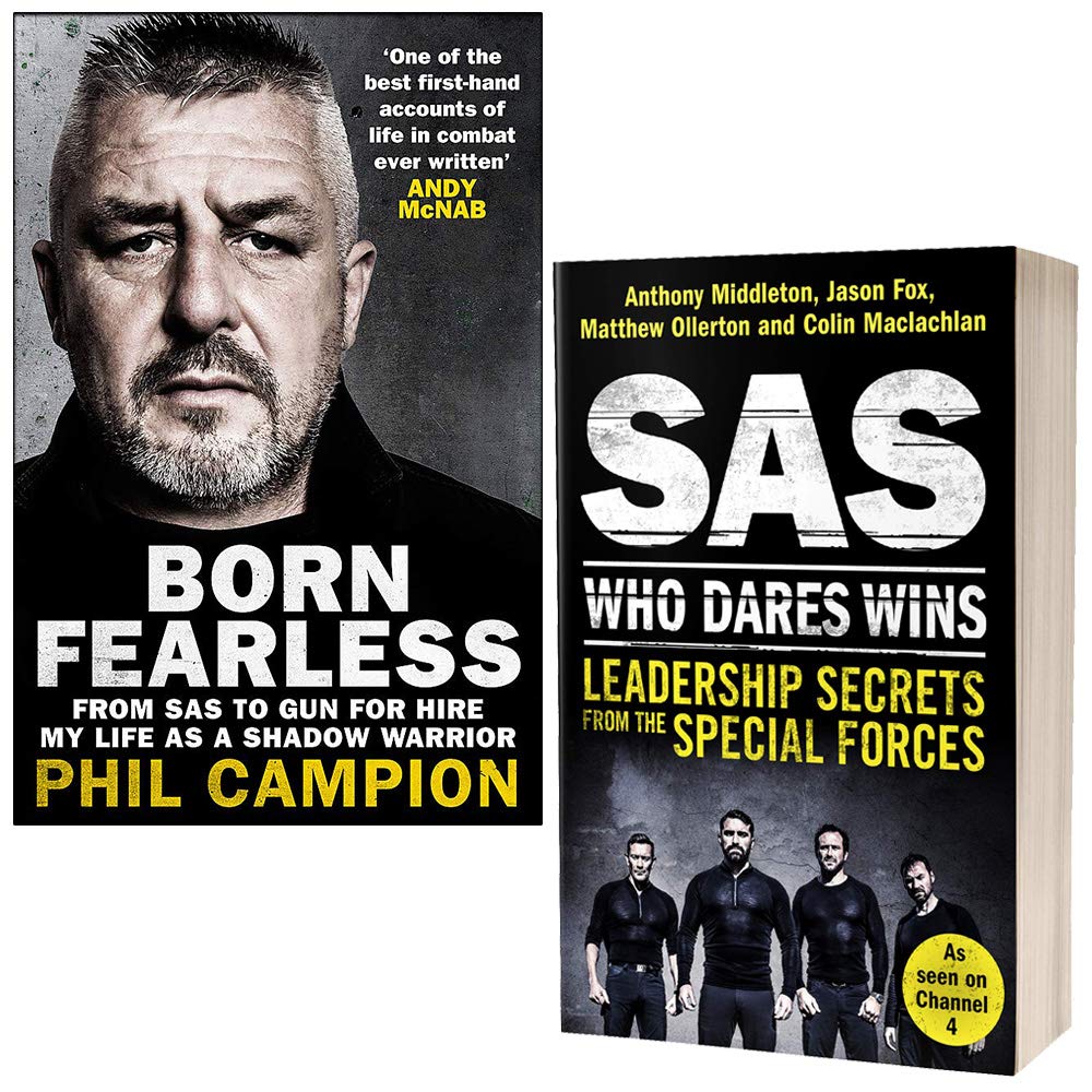 Front covers of Born Fearless by Phil Campion and SAS: Who Dares Wins 2 Books Collection Set, paperback non-fiction