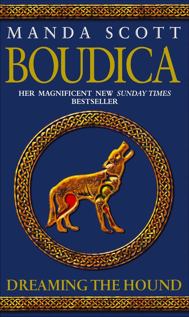 Close-up of Boudica: Dreaming the Bull paperback cover by Manda Scott, historical fiction
