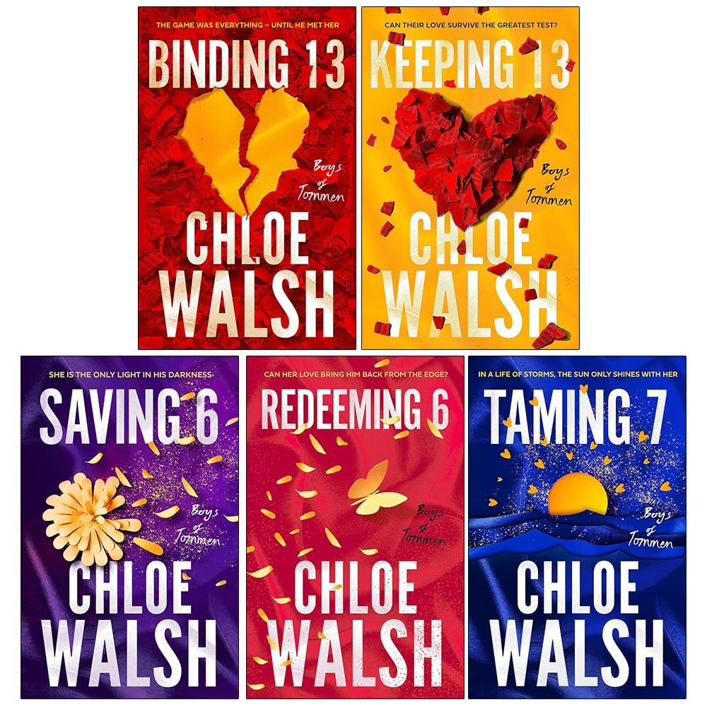 Boys of Tommen paperback set by Chloe Walsh fanned out to display the full-color covers of all five romance novels.
