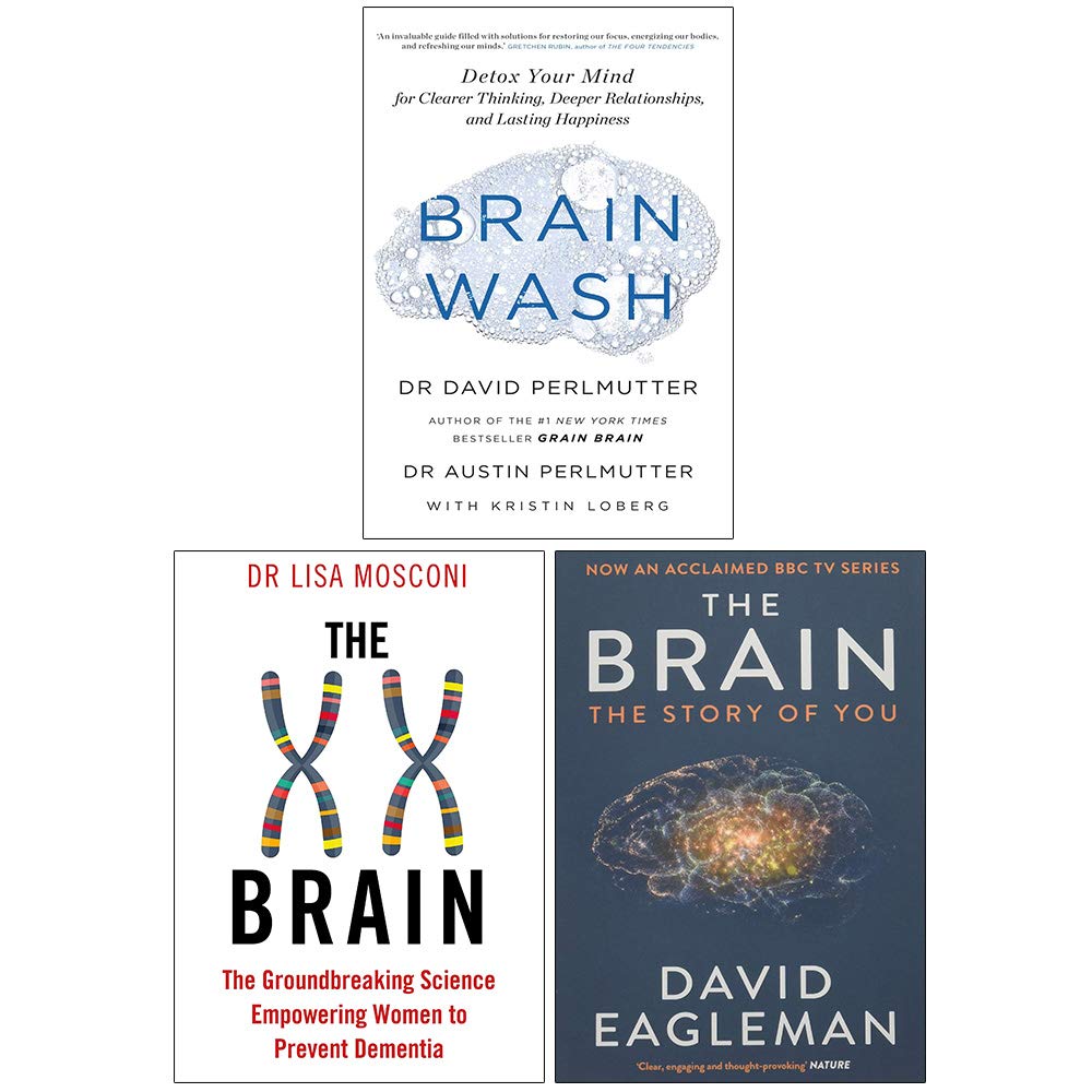 Front cover of Brain Wash by David Perlmutter, part of the 3 book brain health paperback collection set