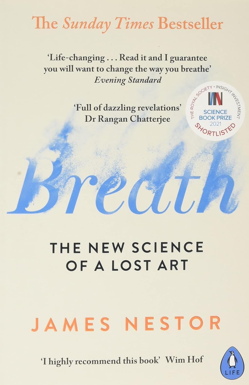 Close-up of Breath by James Nestor paperback cover from the Breath Trio 3-book set