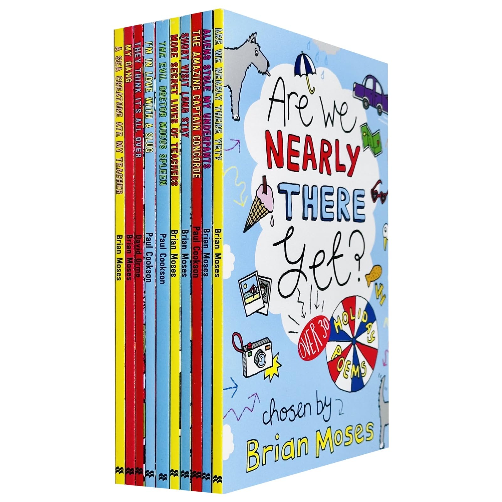 Brian Moses Humorous Poems 10 Books Collection Set paperback front cover, ages 7-9 funny poetry