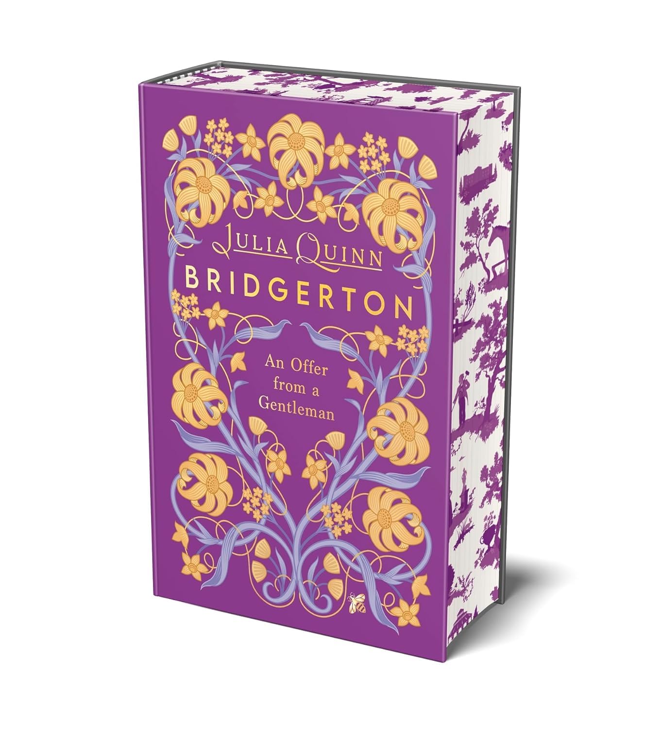 Bridgerton Series 1-3 hardback collection by Julia Quinn - close-up of the decorated spine and hardback binding