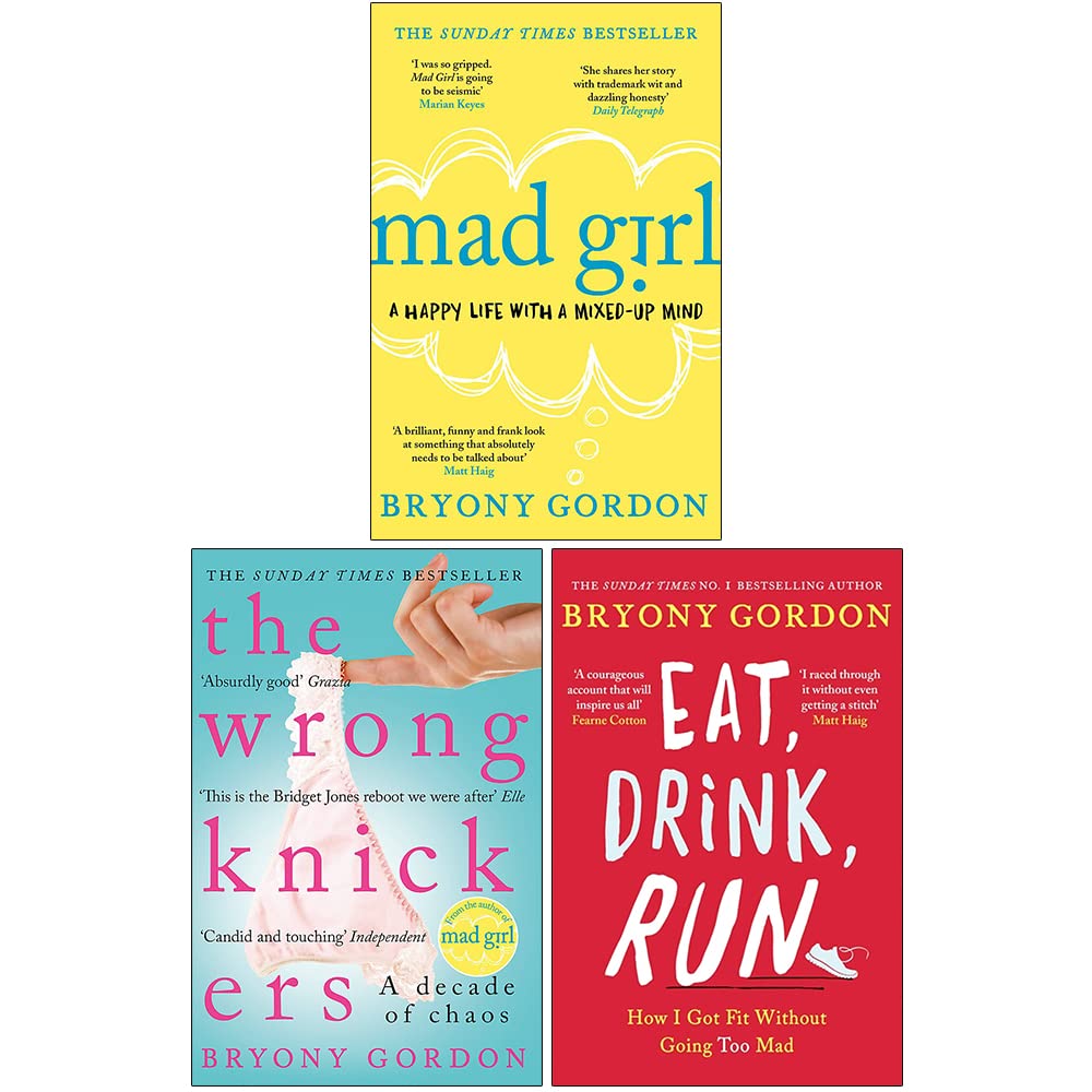 Bryony Gordon 2 Books Collection Set paperback front covers, Eat Drink Run and You Got This
