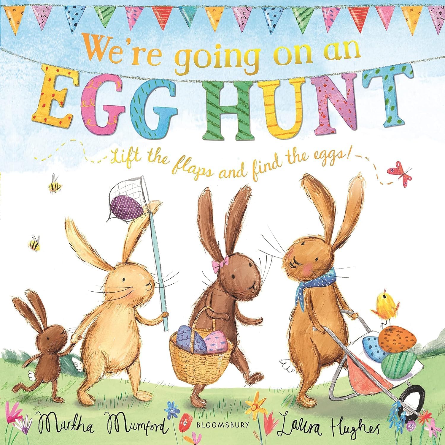 Close-up of the Bunny Adventures book covers, including We're Going on an Egg Hunt and We're Going to a Birthday Party.