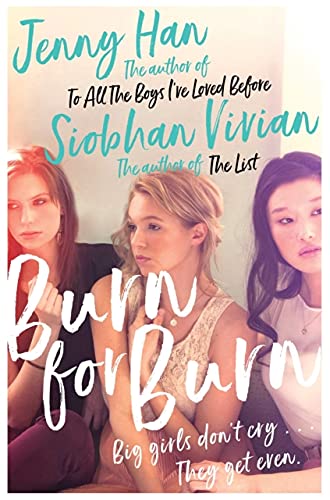 Close-up view of the Burn for Burn trilogy paperback book spines stacked together, highlighting the complete 3-book YA collection.