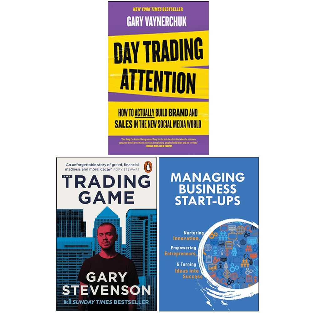 Day Trading Attention, The Trading Game and Managing Business Start-Ups 3 books collection set front covers