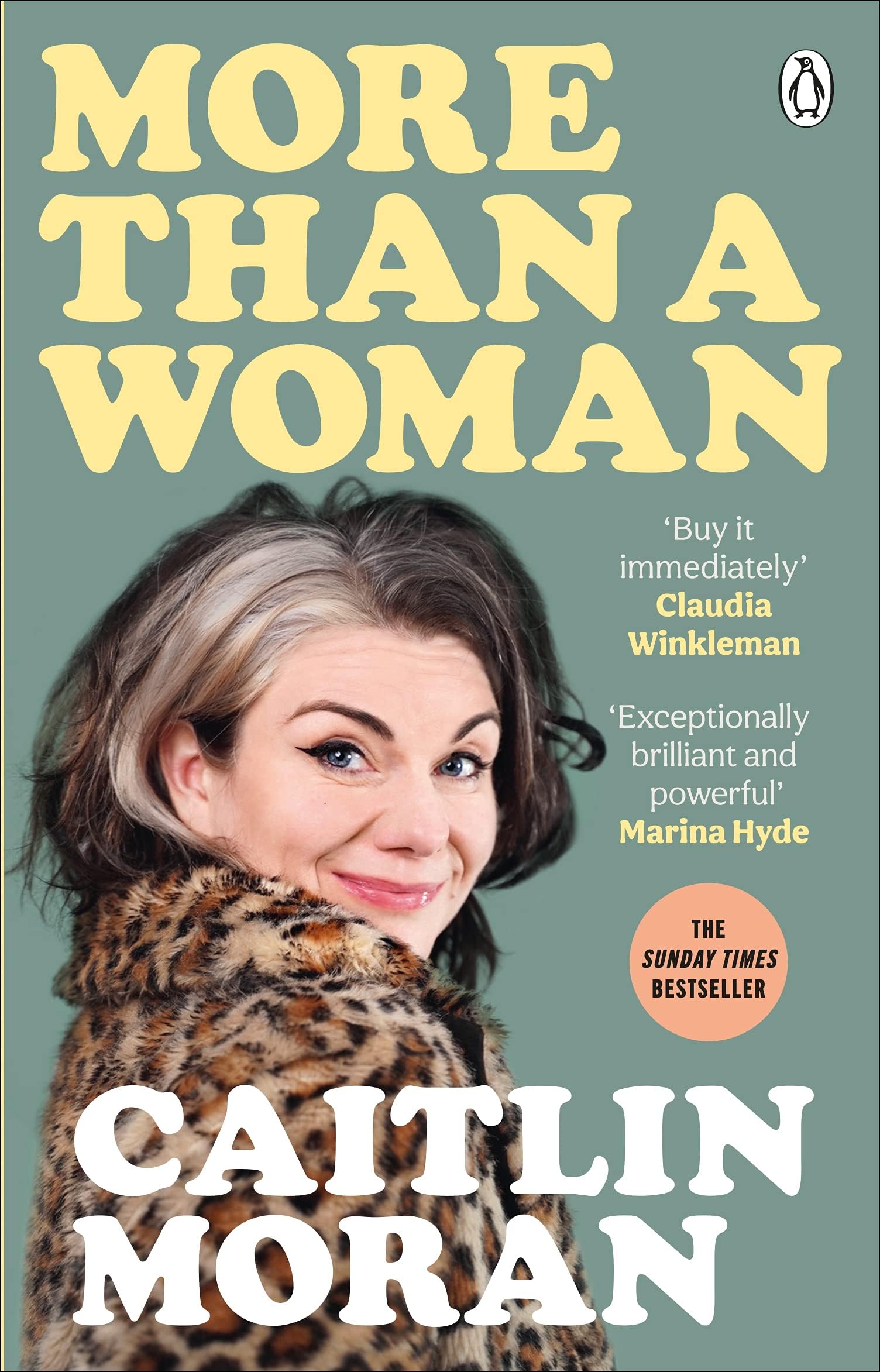 Close-up of the What About Men? hardback cover from the Caitlin Moran collection set