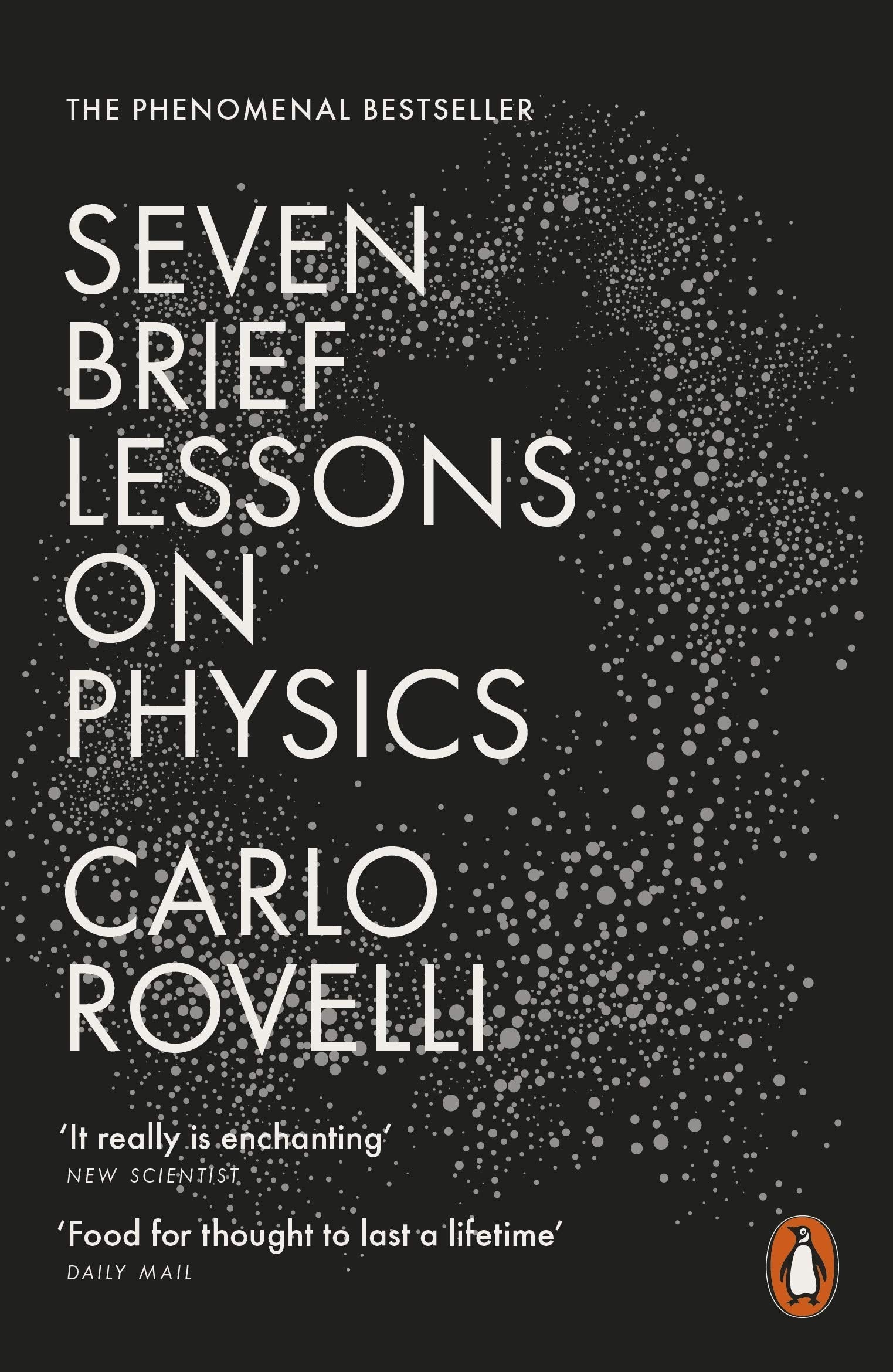 Close-up of the distinct cover designs for Seven Brief Lessons on Physics, The Order of Time, and Reality Is Not What It Seems in this Carlo Rovelli paperback set.