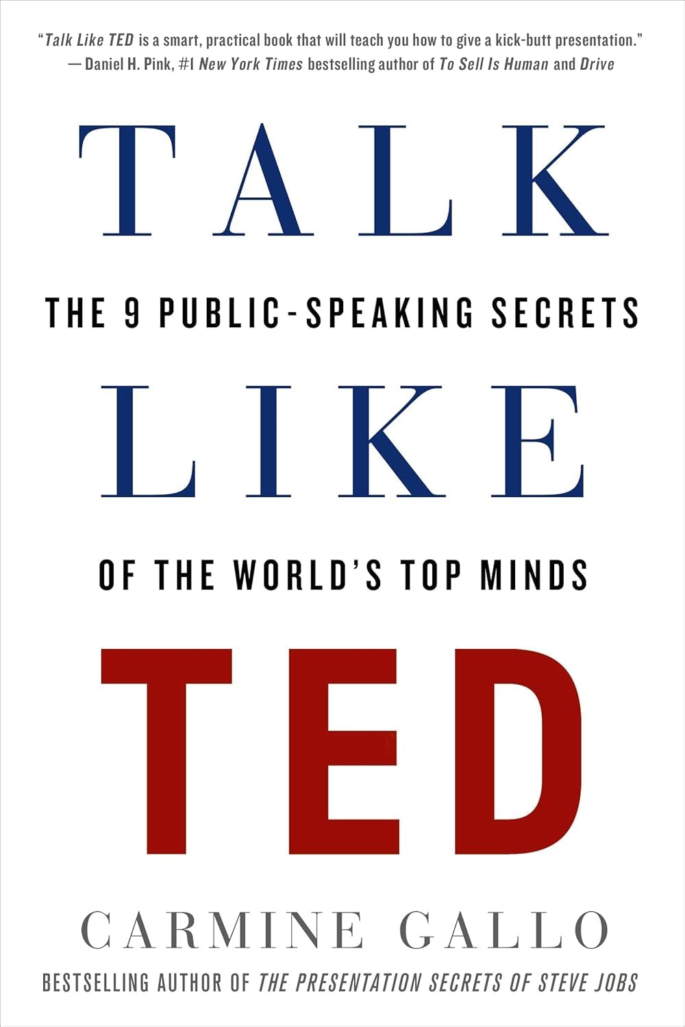 Talk Like TED by Carmine Gallo paperback front cover, public speaking non-fiction book