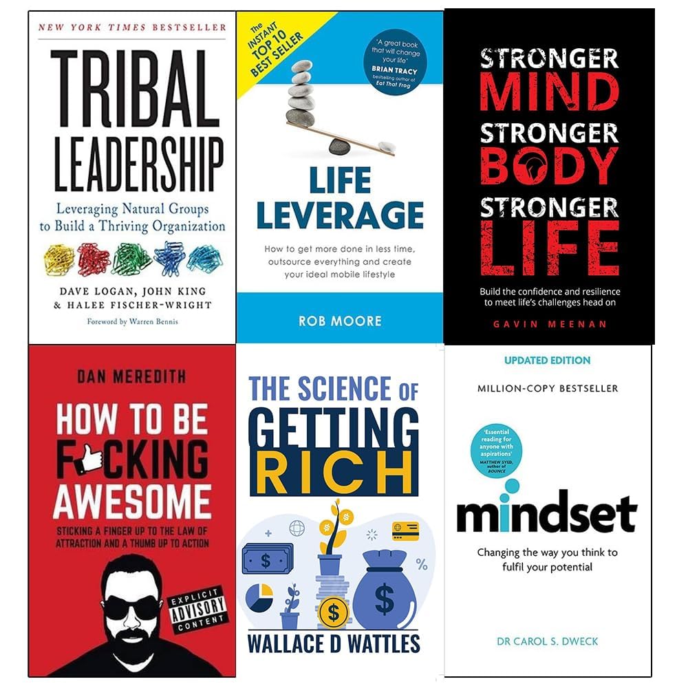 Stacked view of the complete Carol S. Dweck Mindset & Leadership 6 books paperback set