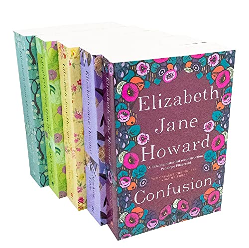 Cazalet Chronicles 5 paperback novels by Elizabeth Jane Howard fanned out showing spines and cover art