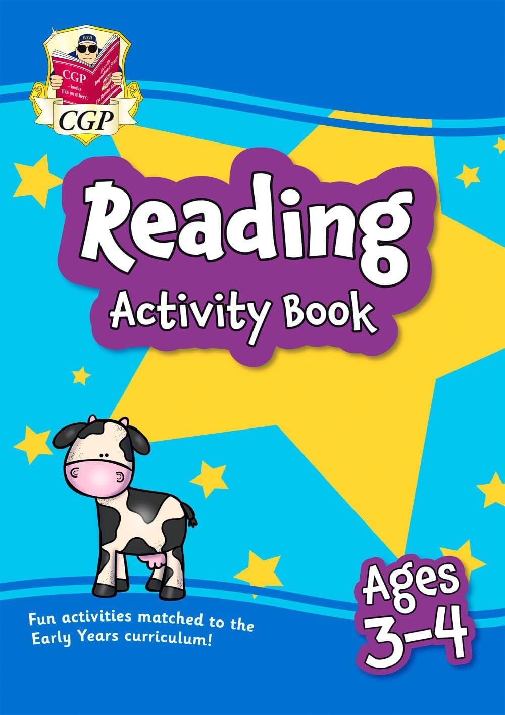 CGP Reading Activity Book for Ages 3-4 paperback front cover, all six books fanned out from the set